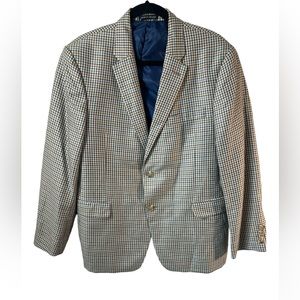 Tommy Hilfiger blue/brown checked blazer. size 42 S Linen Blend Office EUC